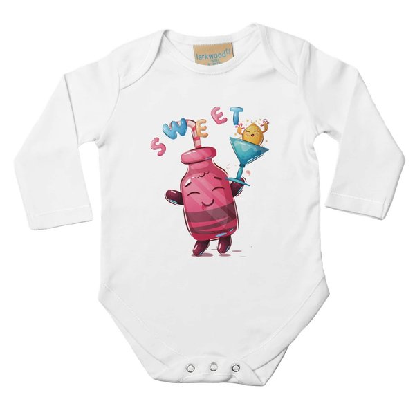 Baby Body Langarm Klassik „Happy Hour alle 3 Stunden“ mit Beispieltext